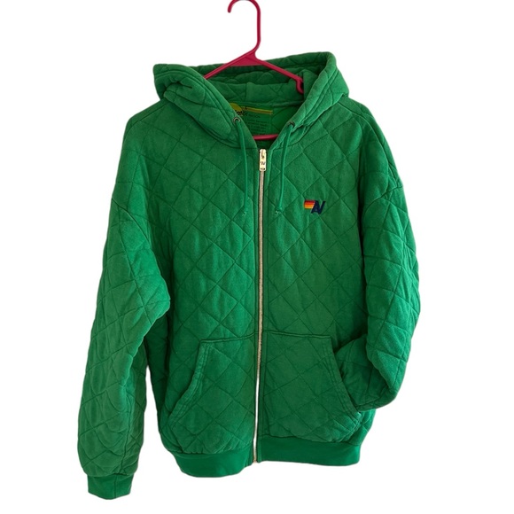 Aviator Nation Tops - Aviator Nation Quilted Zip Hoodie in Kelly Green, Size Large